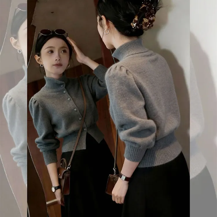 设计感针织开衫毛衣外套女秋冬款气质轻熟风女装独特别致外搭上衣