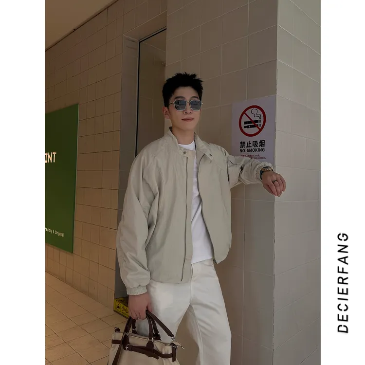 25早秋【解构立领拼接】美式复古cleanfit外套潮情侣宽松痞帅上衣