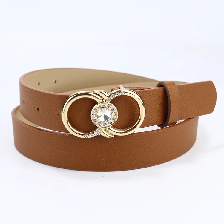 韩版新款百搭腰带女高级感双圆圈宝石按扣y2k牛仔裤夏季小众皮带