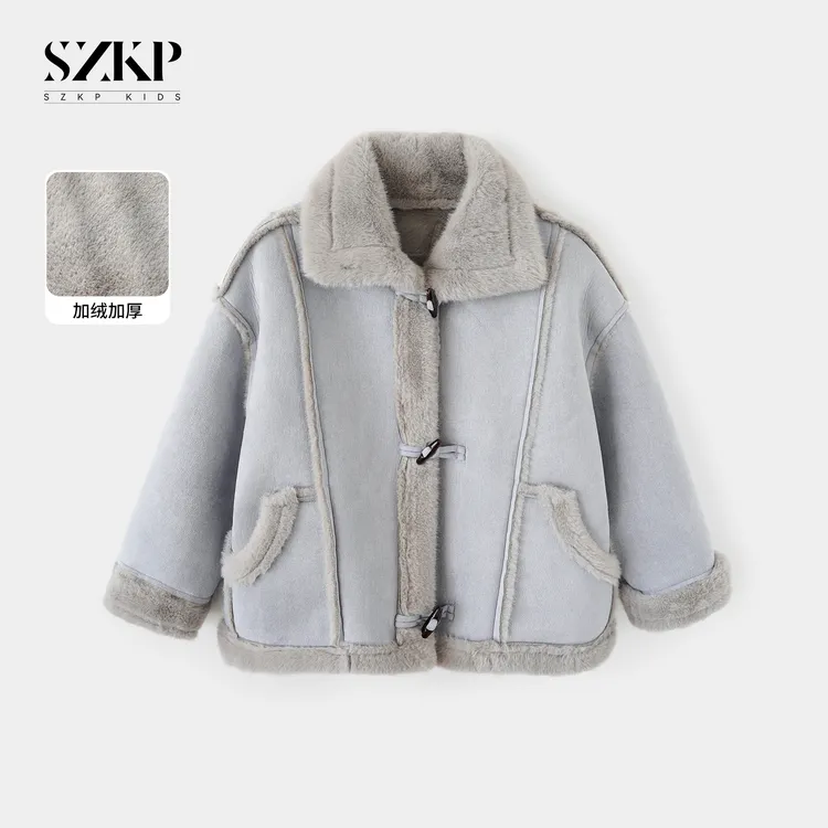 SZKP冬季新款女童保暖上衣中大童休闲洋气儿童加厚外套YNYD556524