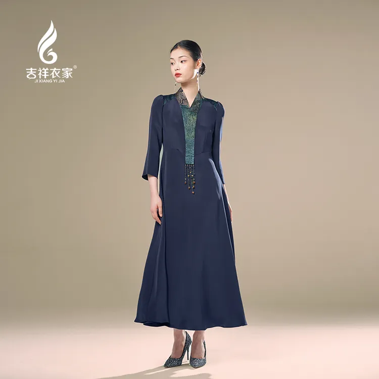 JIXIANGYIJIA/吉祥衣家青鸾玄玄新中式连衣裙951237318