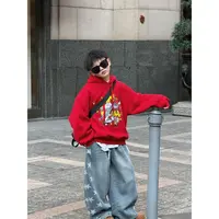 现货 THE LUHAN【卡通潮流】秋冬加绒印花亲子装中大男童卫衣25836