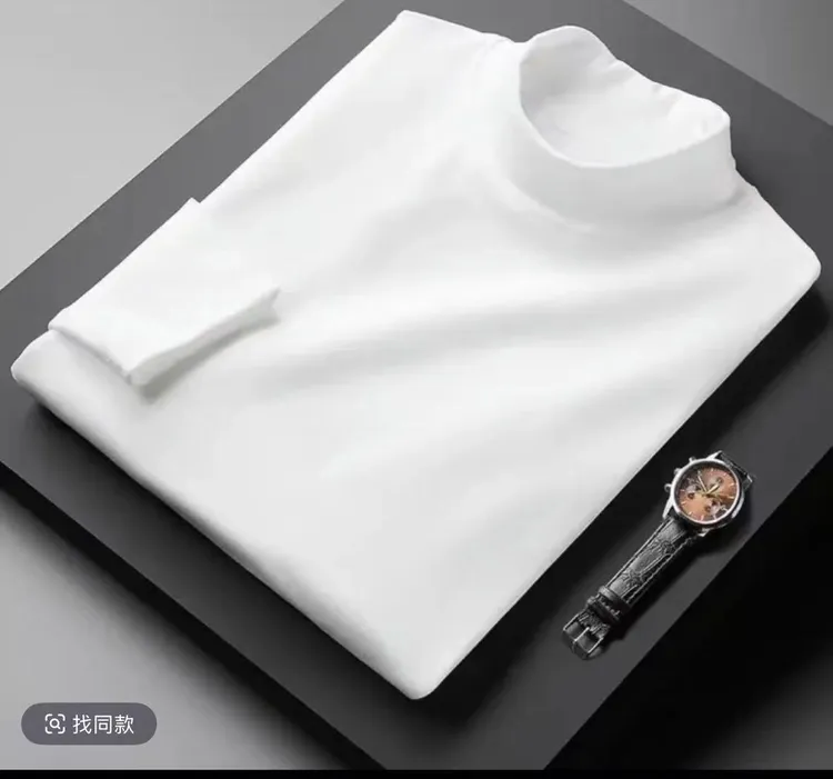 【两件装 】秋冬半高领双面绒长袖T保暖双面磨绒内搭打底衫