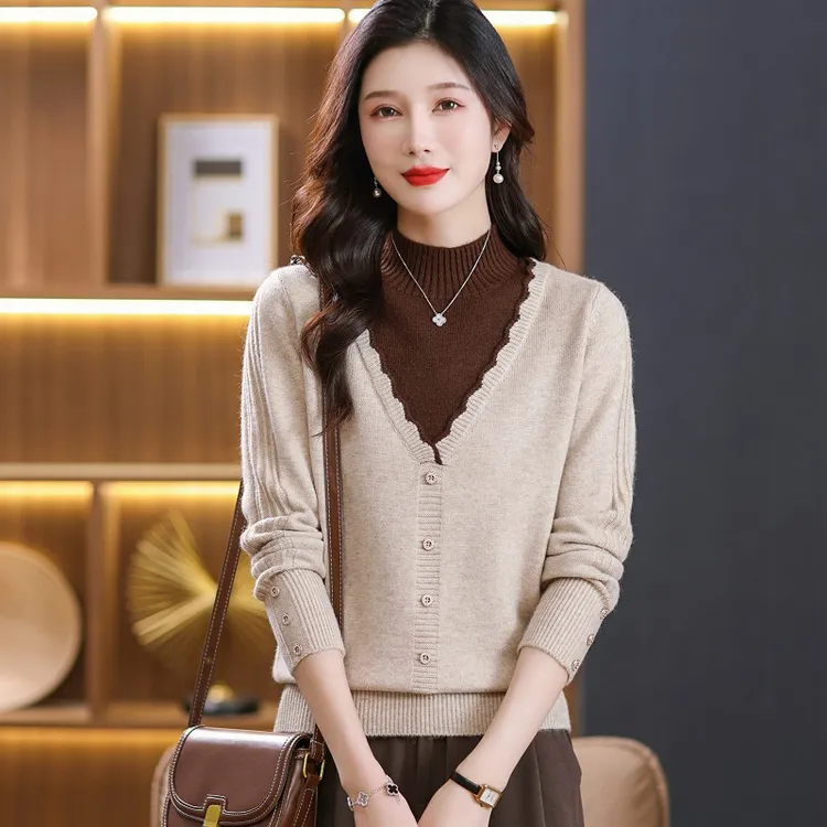 冬季半高领加厚针织衫毛衣女内搭外穿保暖上衣洋气时尚减龄打底衫