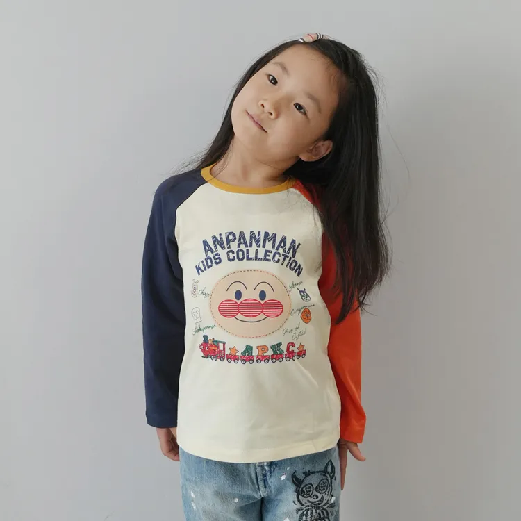 【新粉体验，不找差价】 G02，橙蓝撞色插肩袖大面包长袖男女童T恤