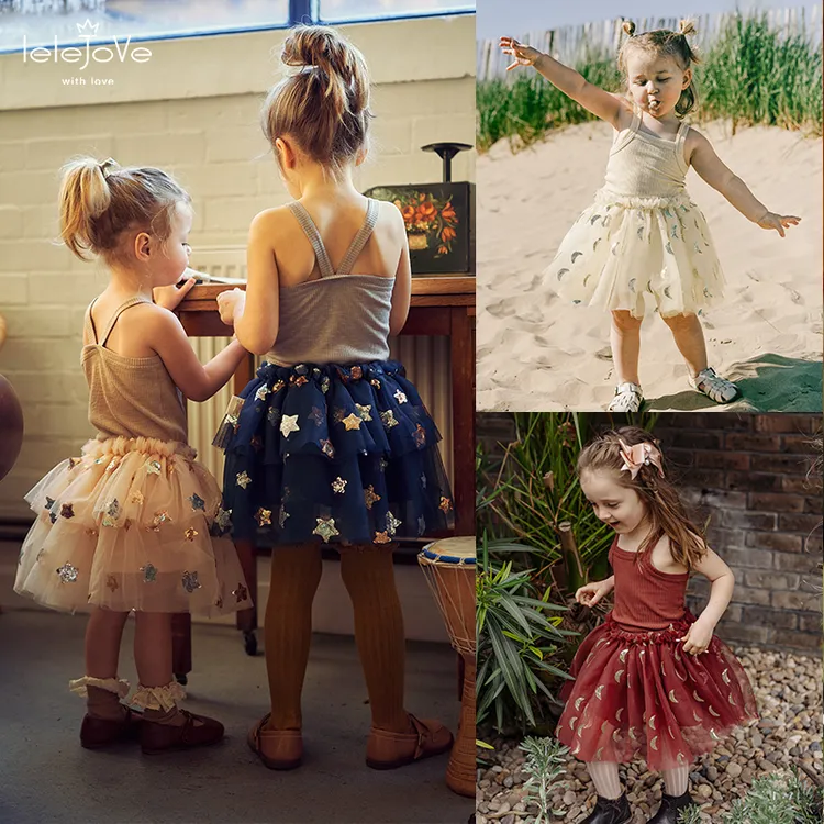 lelejove北欧风女童网纱半裙女宝公主裙小童蛋糕蓬蓬短裙5AS54111