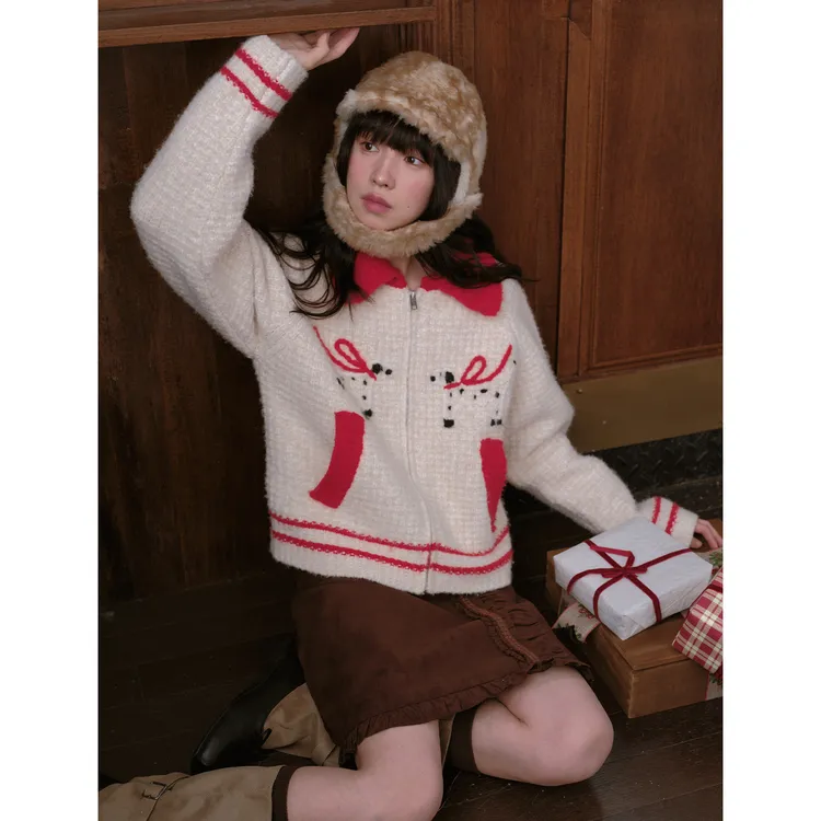 DKZ✖Christmas手工绣腊肠狗针织外套