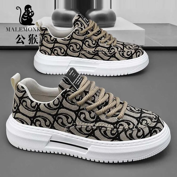 公猴官方正版男鞋透气帆布鞋防滑耐磨休闲布鞋厚底运动板鞋男C080