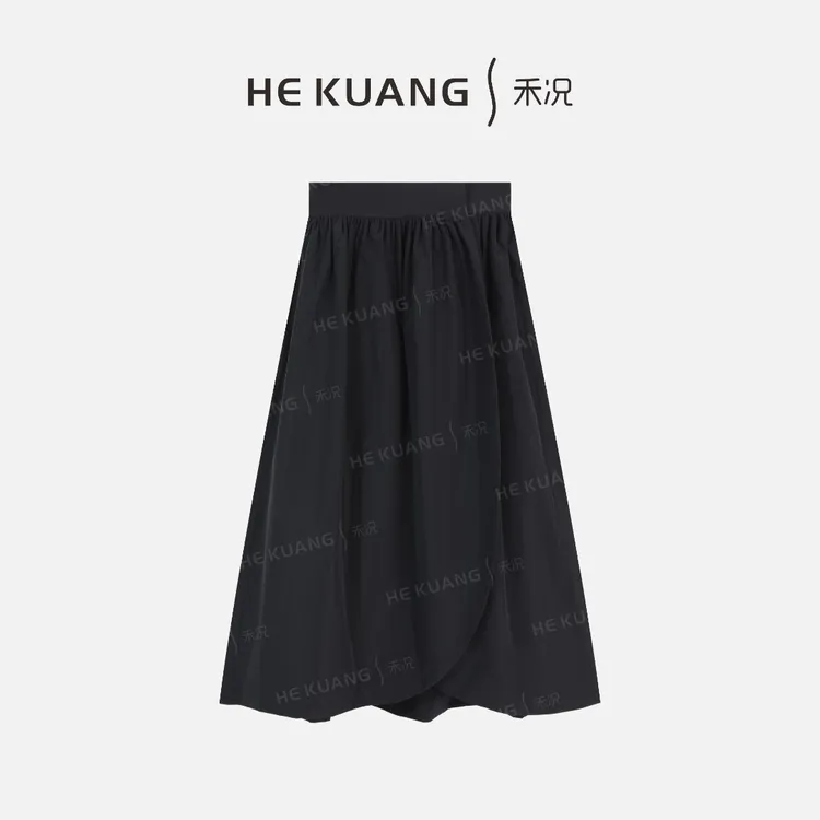 禾况HEKUANG琥珀流光【夜瓣凝霜】简雅不规则下摆半身裙 E653 0539