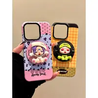 适用苹果iphone16promax豹纹格纹15pro创意14磁吸支架13ins手机壳