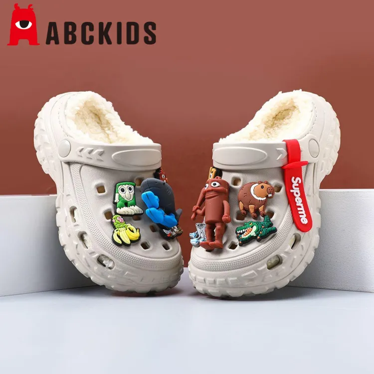 国外山海经儿童棉拖鞋男童秋冬季男童室内男孩大童家居鞋毛毛拖鞋