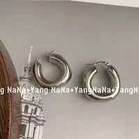 非金属树脂耳饰 【夏季辣妹穿搭】 百搭简约素圈气质复古耳圈钉