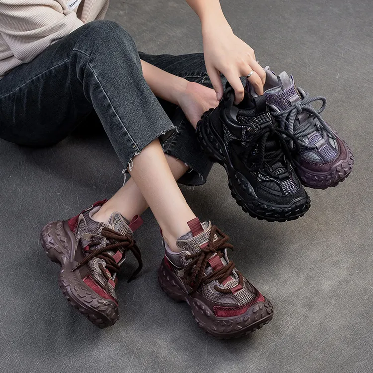 百搭厚底2025秋冬新款榴莲底休闲透气老爹鞋韩版脏脏鞋时尚潮女鞋