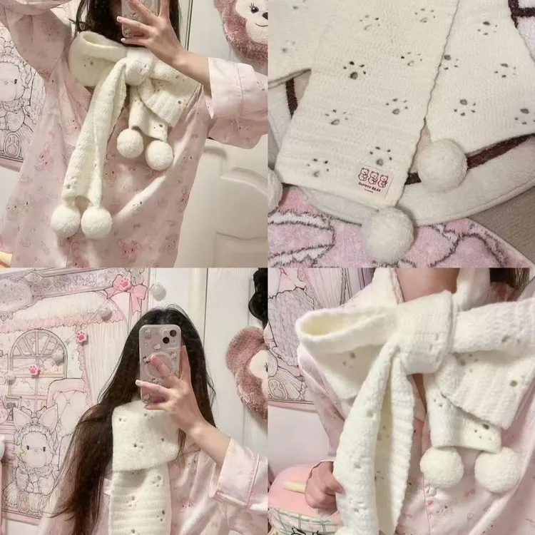 【咕噜】猫咪踏雪手工编织围巾DIY材料包小糯米线棒针云朵柔软