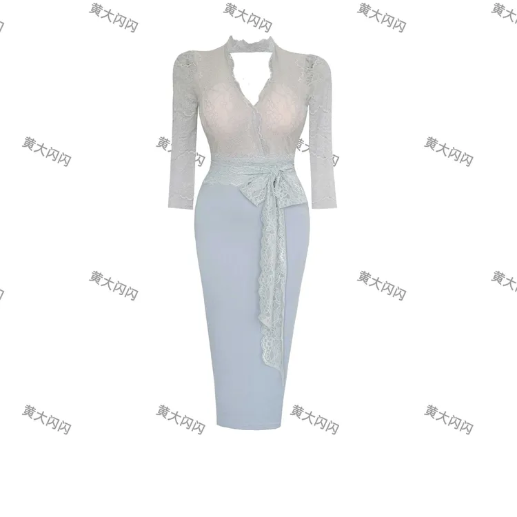 【新店请到张酒窝的小店】(水灵灵)性感显瘦修身连衣裙ZZX7965