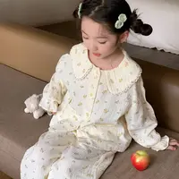 女童睡衣a类纯棉春秋款儿童家居服全棉棉纱睡衣儿童55
