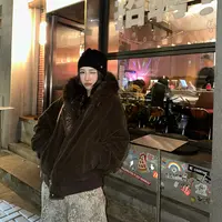 【12/8 20:00上新】大毛领连帽 加厚毛毛外套  飞行员短夹克外套