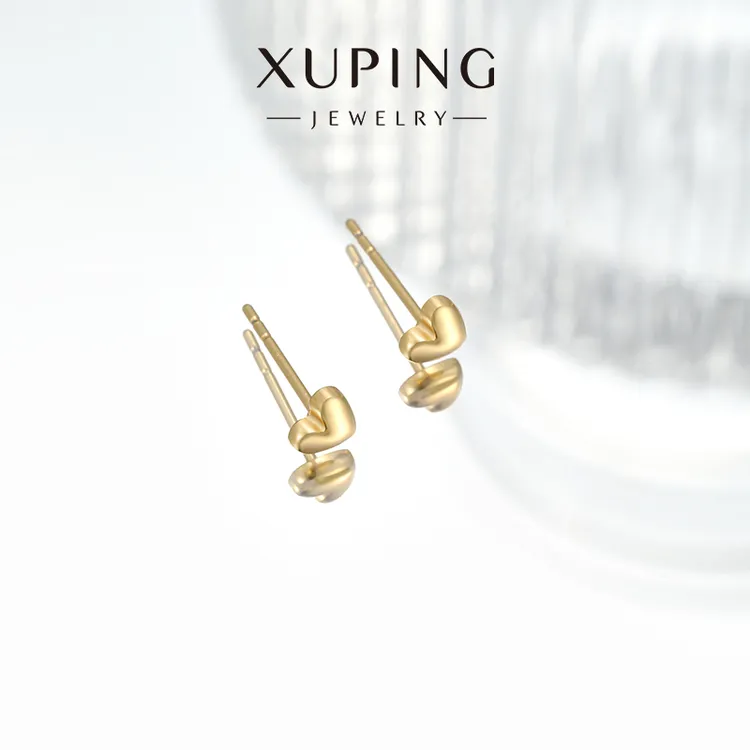 XUPING/旭平首饰 合金合成锆石耳饰 【第二件0元】方块爱心耳钉 GDD