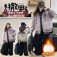 冬季新款女童连帽棉服潮流宽松儿童时尚秋装中大童zb3823简约童品