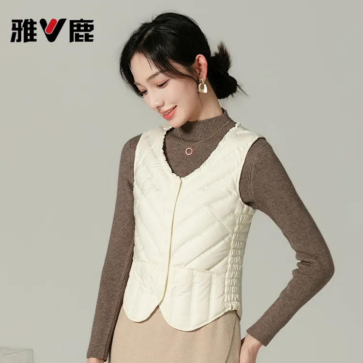V/雅鹿保暖女士羽绒马甲2025新款女背心内穿弹力秋冬羽绒坎肩马夹