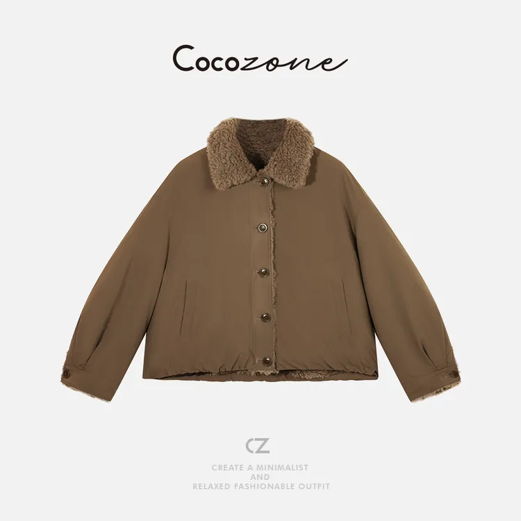 COCO ZONE 刘一一"双面穿"毛领翻领单排扣外套 CD2A2646