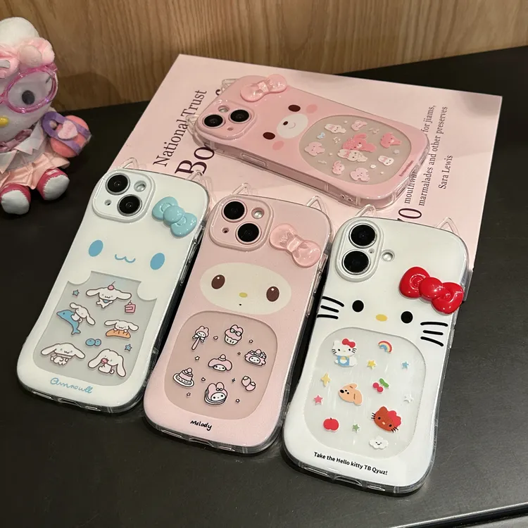 雅天立蝴蝶结大嘴三丽鸥适用苹果16手机壳iPhone13promax15软14女