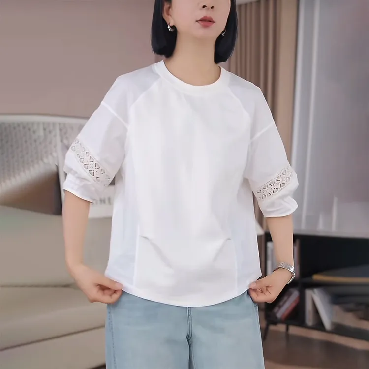 正肩白色衬衫女夏季2025宽松显瘦时尚减龄洋气设计感休闲短袖上衣