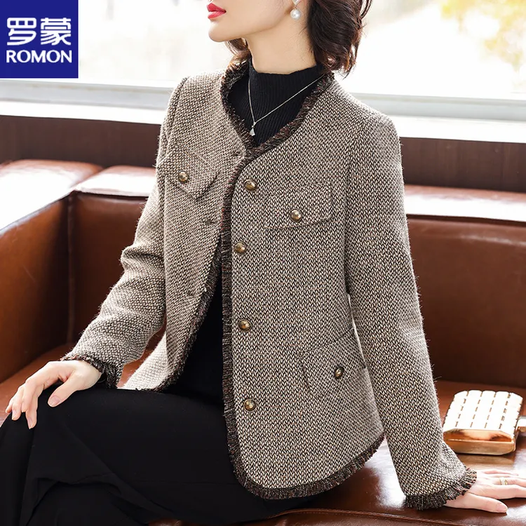罗蒙妈妈秋装时尚小香风外套2025新款中老年女春秋开衫夹克上衣服