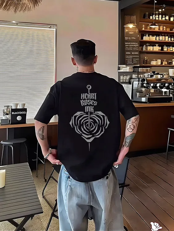 【重磅纯棉】潮流痞帅印花短袖T恤宽松圆领打底潮牌创意夏季ins