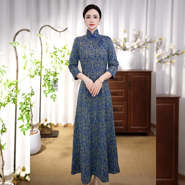 【Feel140】2025秋冬新款高端磨毛复古中国风妈妈装改良满庭芳华