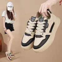 如网红爆款皮面女2025春季新款时尚运动鞋厚底耐磨跑8803