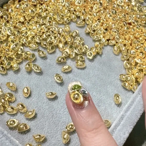 爆款元宝有钱花美甲饰品新年暴富招财进宝指甲钻合金穿戴配件用品