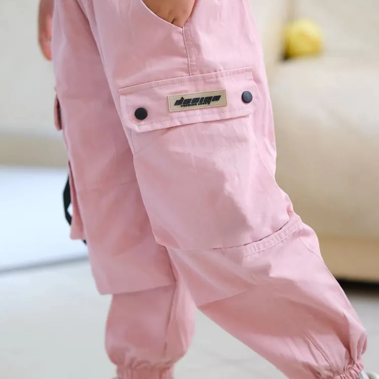 女童男童工装裤春夏新款童装宽松儿童裤子男女薄款洋气休闲裤百搭