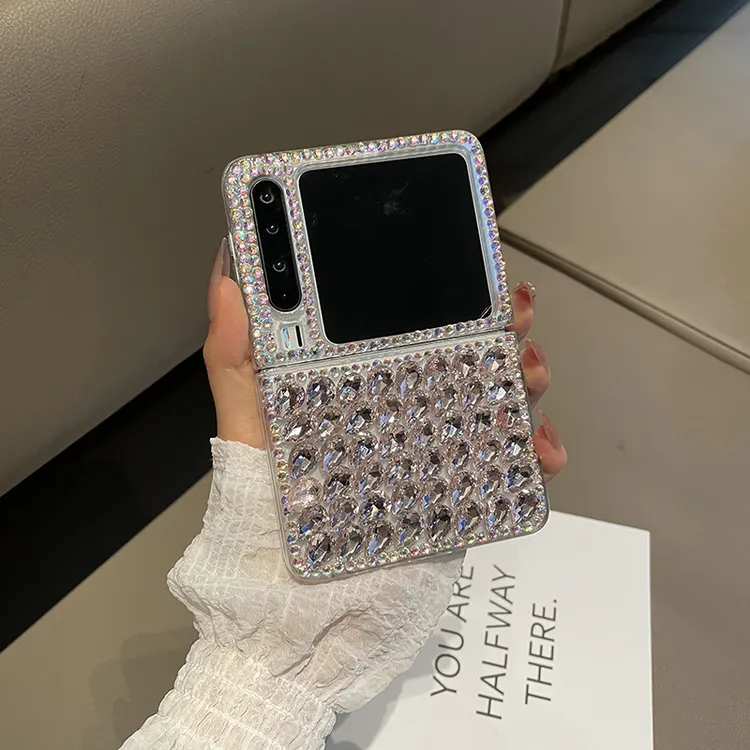 适用华为Pura X手机壳折叠粉色满钻DIY轻奢水晶手提链purax保护壳
