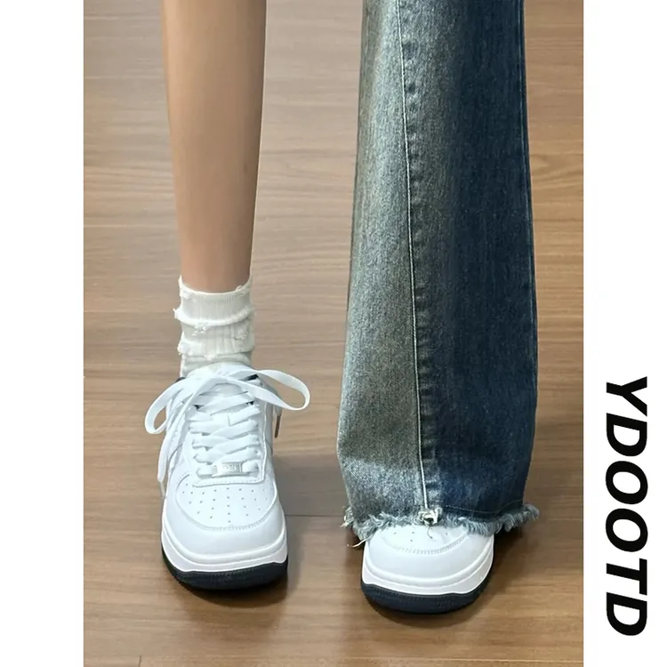 厚底板鞋女款2025年秋新款休闲软底小白鞋复古轻便小众百搭运动鞋