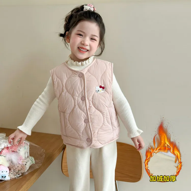 女宝宝卡通马秋冬新款校服神器棉马夹保暖小童时髦加厚背心潮。