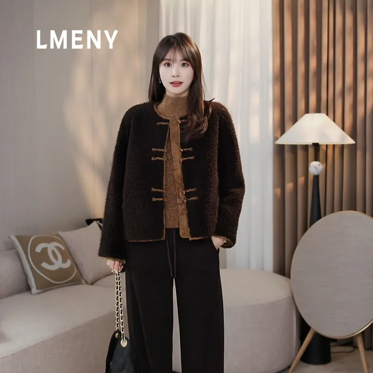 LMENY“琥珀流光”毛毛外套女25冬新款国风新中式盘扣女上衣25DW022