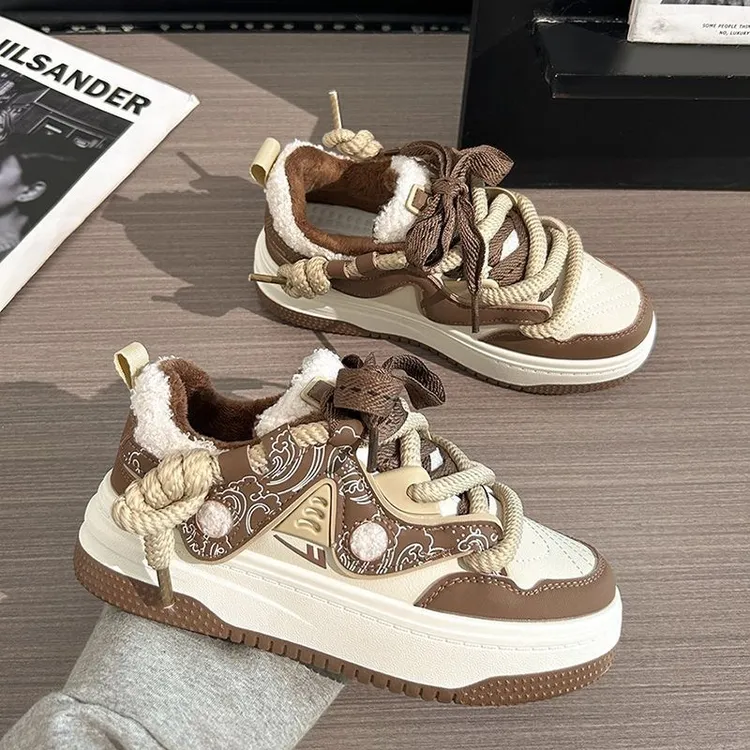 回力厚底女鞋秋冬爆款圆头板鞋男女同款加绒二棉鞋韩版百搭大头鞋