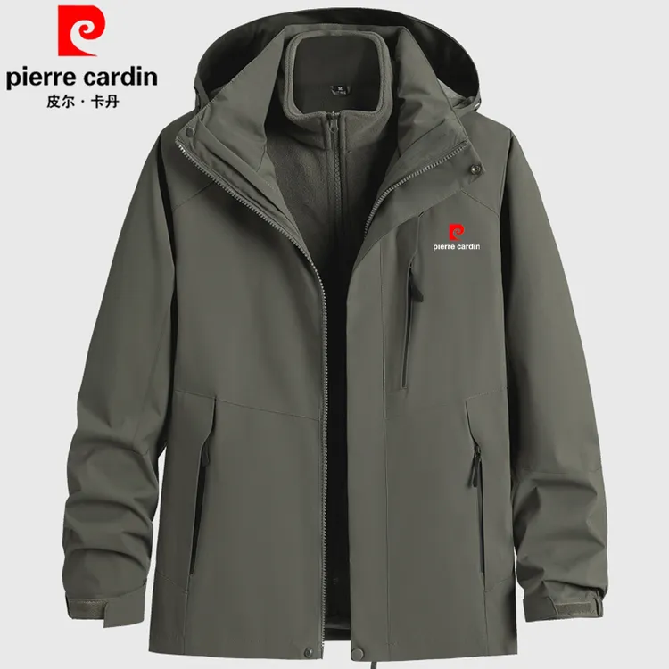 皮尔卡丹2025新款户外冲锋衣男外套秋冬季大码防风防水三合一夹克