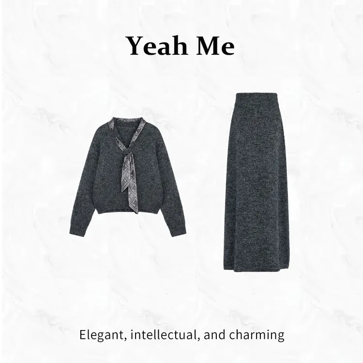 Yeah Me/也觅【雾杉迷影】秋冬新款简约风慵懒感羊毛半身裙穿搭女装