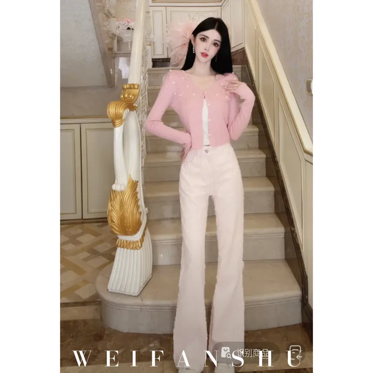 WEIFANSHU/魏凡舒【休闲富美】早秋新款设计感别致显瘦百搭牛仔裤