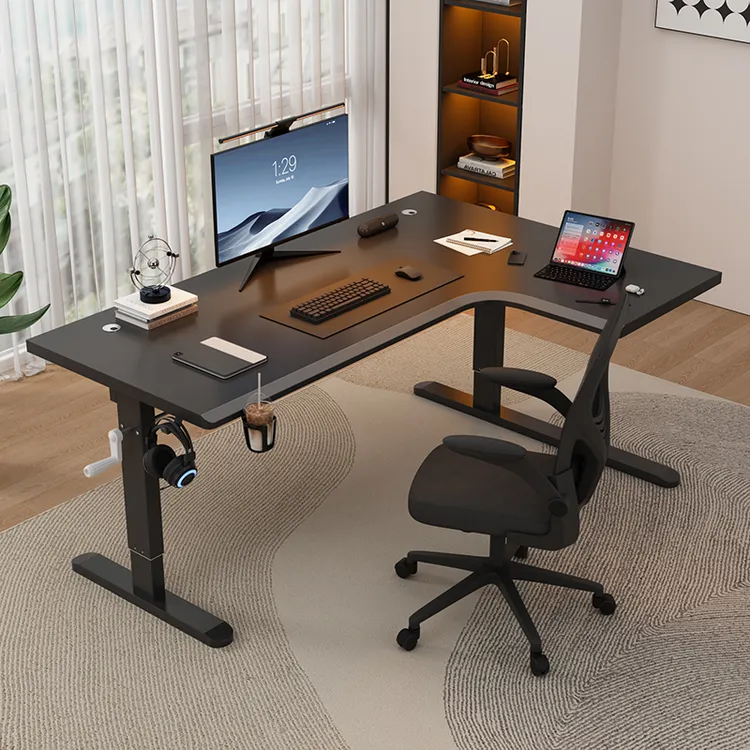 实木转角桌高颜值升降可调节电脑电竞桌子学习书桌建议轻奢家用