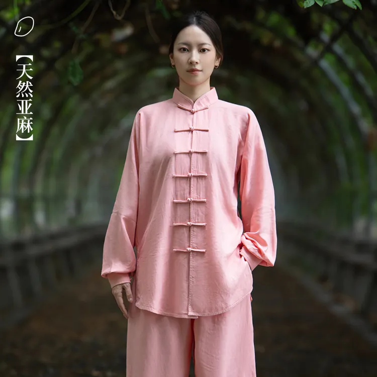 亚麻太极服女2025新款棉麻八段锦练功服装男款中国官方正品