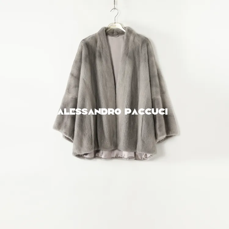 SAGA✖AP洛哥54025CS【寒雪】进口水貂+桑蚕丝内里无领保暖皮草外套