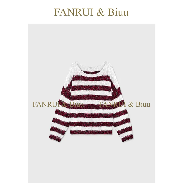 FANRUI/泛芮「慵韵温澜」羊毛撞色松弛感设计洋气针织毛衣女B19786