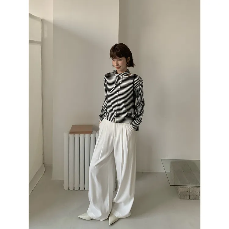 DITION显瘦直筒阔腿裤女春季新款高腰西装裤天丝莱赛尔纤维