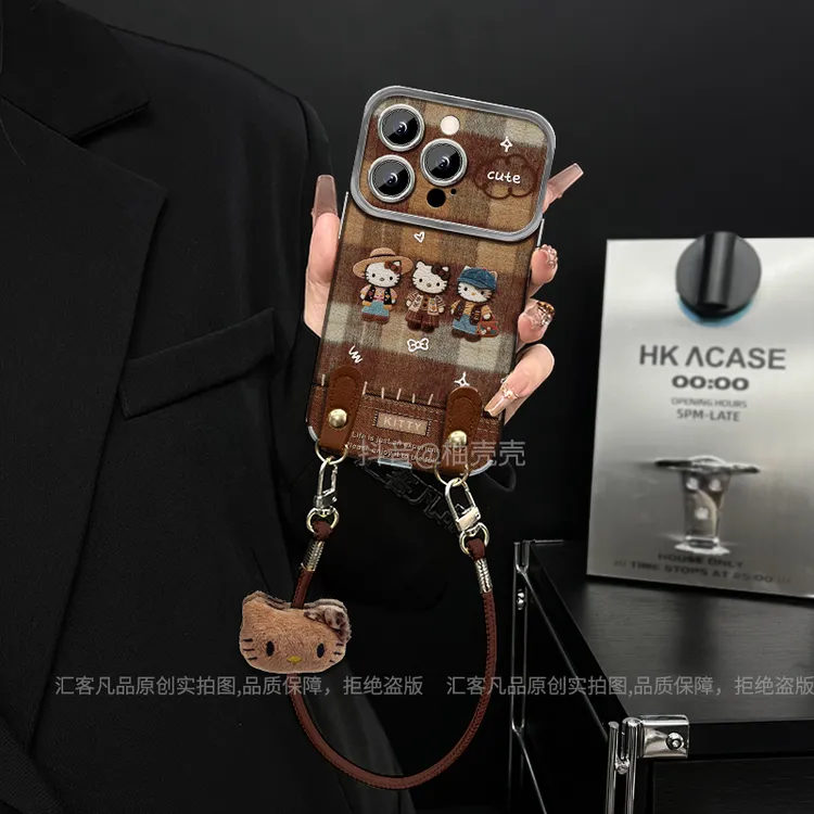 适用【苹果/oppo/华为/vivo/小米】电镀大视窗三只KT网红防摔手机壳