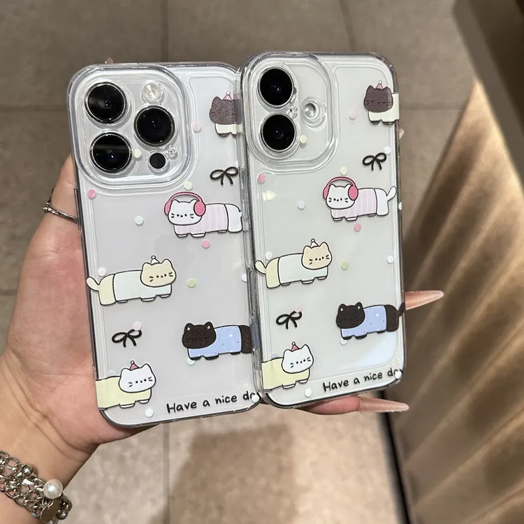 创意耳机猫咪情侣壳适用苹果17pro/16promaxiPhone15手机壳1314