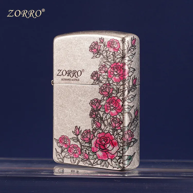 ZORRO爱情系列热恋玫瑰花园防风打火机送男友礼物礼盒装