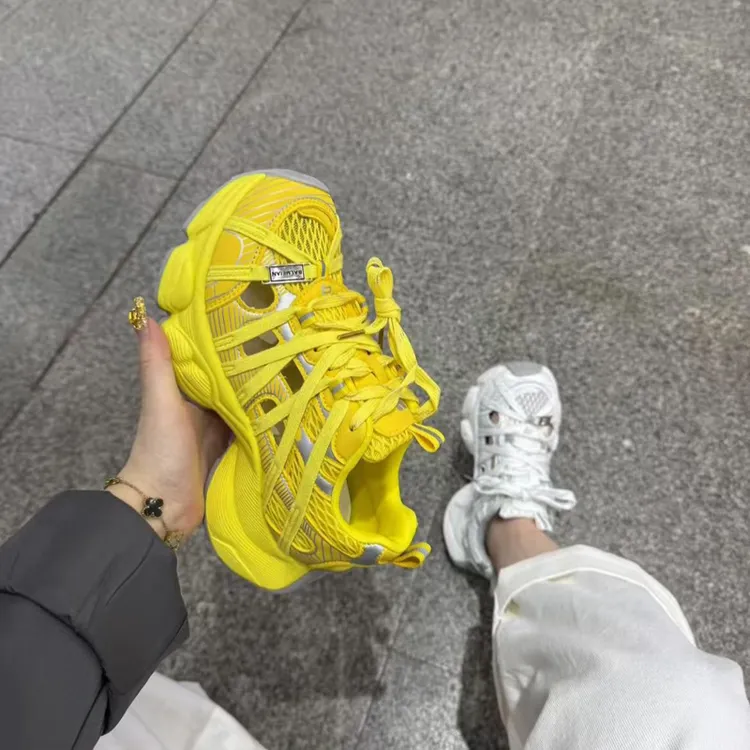 老爹鞋女2025新款春夏丑萌休闲鞋厚底增高镂空透气轻便百搭运动鞋